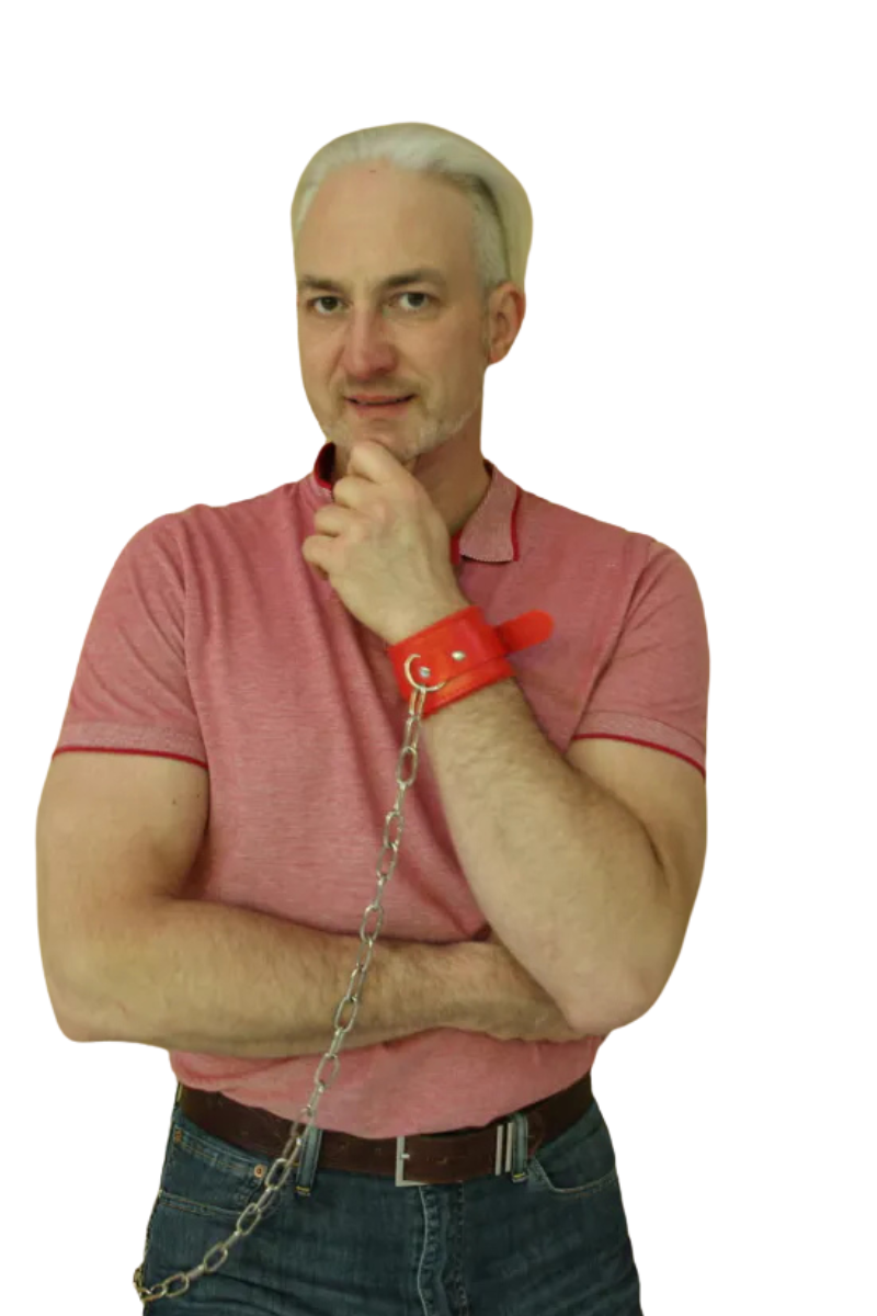 Eine passende Beschreibung zu Ihrer Anfrage wäre: Ein Mann mit kurzen weißen Haaren, bekleidet mit einem rosa Poloshirt und Jeans, steht vor einem weißen Hintergrund. Nachdenklich berührt er sein Kinn. An seinem rechten Handgelenk trägt er eine orangefarbene Handfessel mit einer Kette – wie sie auch Callboy Maxim trägt. Falls Sie dies als Bildvorschlag für die Erstellung von KI-Kunst benötigen: > Ein Mann mit kurzen weißen Haaren, bekleidet mit einem rosa Poloshirt und Jeans, steht vor einem schlichten weißen Hintergrund. Nachdenklich berührt er sein Kinn. An seinem rechten Handgelenk trägt er eine orangefarbene Handfessel aus Leder mit einer Kette. Geben Sie mir Bescheid, wenn Sie Anpassungen oder weitere Details benötigen!.